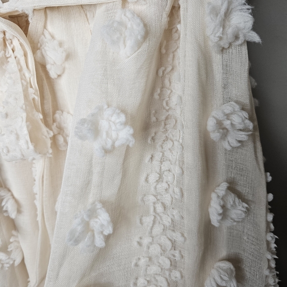 Polagram midi slip dress Cream Size Small Short sleeve Tie waist Tulle fabric - Picture 4 of 7